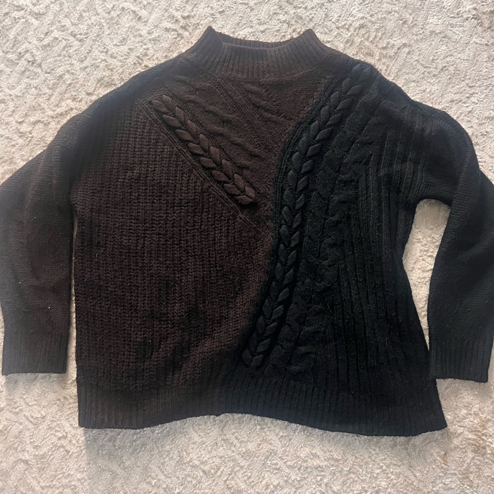 Simply Vera Vera Wang Black and Brown colorblock Sweater woman’s size xl